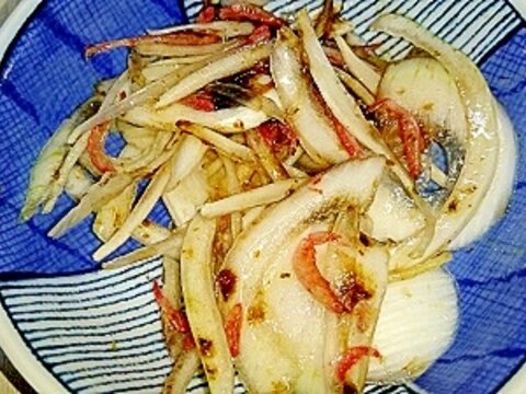 新玉ねぎと小エビの海苔佃煮和え